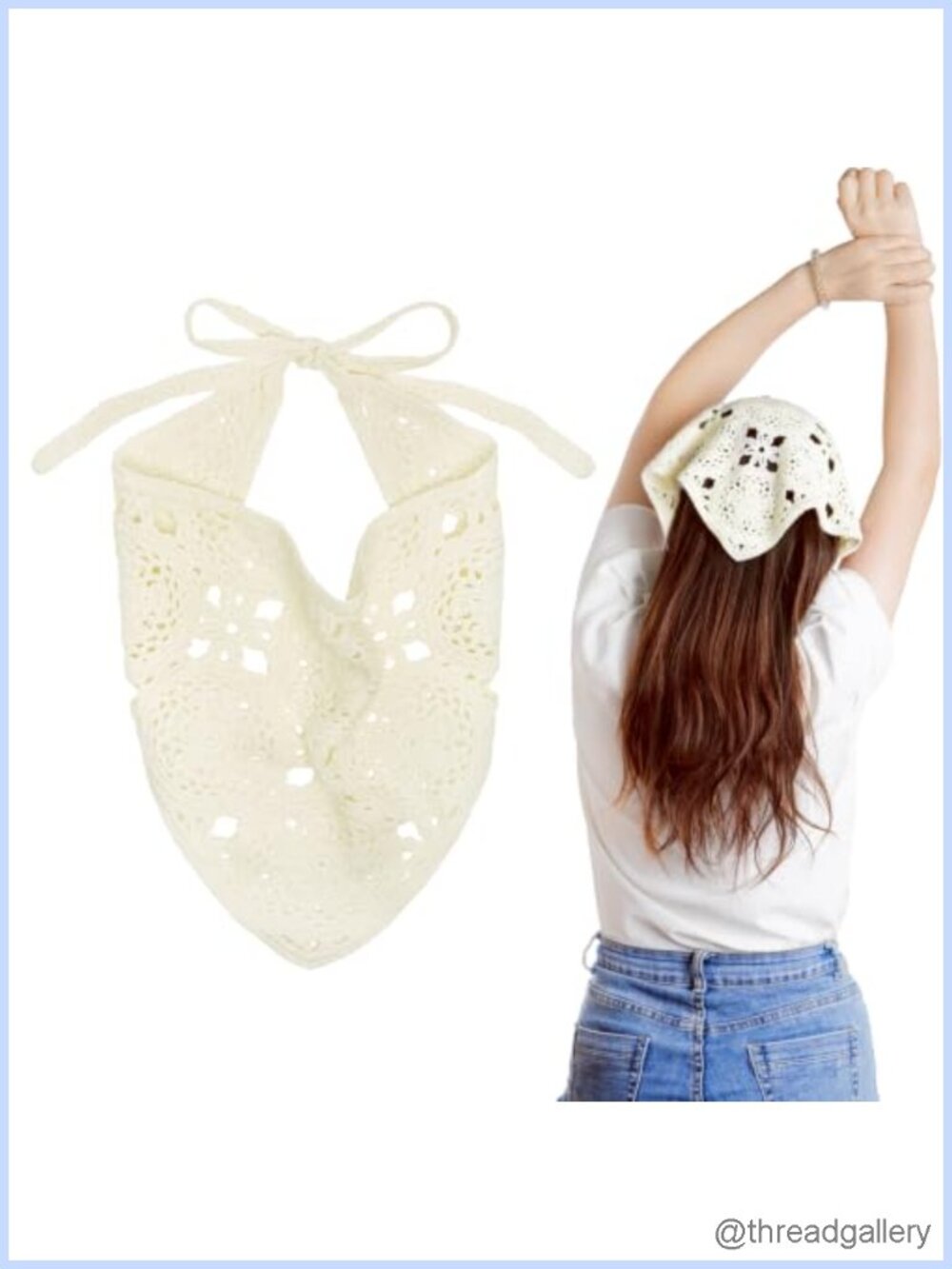 Crochet Bandana Headband Knitted Floral Hair Scarf Women Hair Accessory